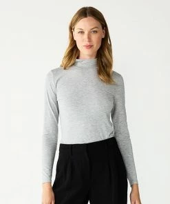Women's Nine West Long Sleeve Fitted Turtleneck Top Mineral Black -Nine West Shop unnamed file 1013