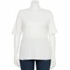 Plus Size Nine West Essential Fitted Elbow-Sleeve Tee Dusty Salt Heather