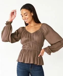 Women's Nine West Long Sleeve Sweetheart Peplum Top Always Pink -Nine West Shop unnamed file 1045