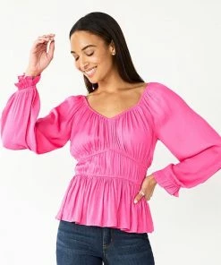 Women's Nine West Long Sleeve Sweetheart Peplum Top Always Pink -Nine West Shop unnamed file 1047