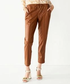 Women's Nine West Mid-Rise Pull-On Faux-Leather Pants Mineral Black -Nine West Shop unnamed file 1051