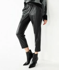 Women's Nine West Mid-Rise Pull-On Faux-Leather Pants Mineral Black -Nine West Shop unnamed file 1052