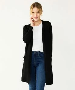 Petite Nine West High Slit Duster Cardigan Black White Stripe -Nine West Shop unnamed file 1057