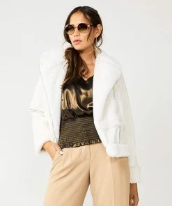 Women's Nine West Faux-Fur Faux-Leather Moto Jacket