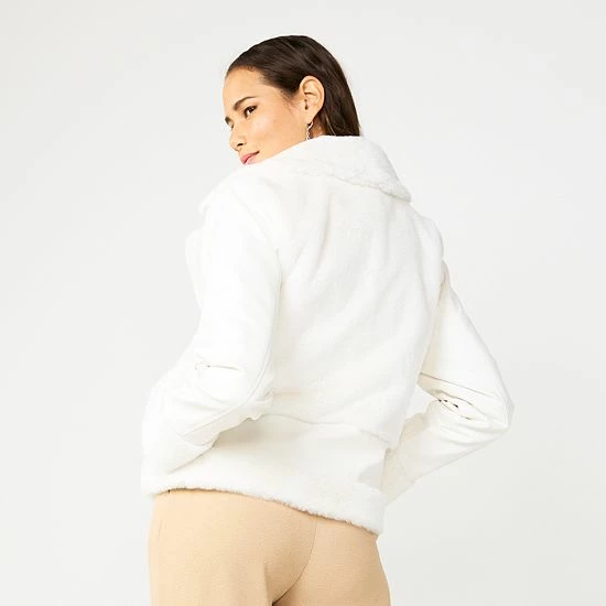 Women's Nine West Faux-Fur Faux-Leather Moto Jacket 2 Women's Nine West Faux-Fur Faux-Leather Moto Jacket - Image 2