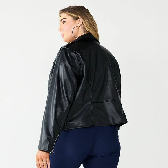 Plus Size Nine West Faux-Leather Moto Jacket Baked Nutmeg 2 Plus Size Nine West Faux-Leather Moto Jacket Baked Nutmeg - Image 2