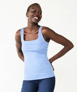 Women's Nine West Sculpt Squareneck Tank Mineral Black -Nine West Shop unnamed file 1093