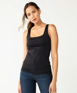 Women's Nine West Sculpt Squareneck Tank Mineral Black -Nine West Shop unnamed file 1095