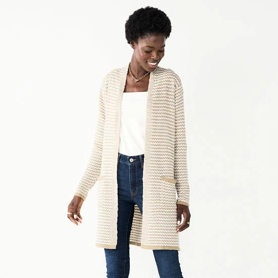 Women's Nine West Jacquard Long Cardigan Gray Abstract 12 Women's Nine West Jacquard Long Cardigan Gray Abstract - Image 12