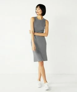 Women's Nine West Rib Crewneck Sleeveless Midi Dress Black 10 Women's Nine West Rib Crewneck Sleeveless Midi Dress Black -Nine West Shop unnamed file 1106