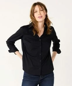 Petite Nine West Long Sleeve Structured Shirt White -Nine West Shop unnamed file 1114