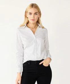 Petite Nine West Long Sleeve Structured Shirt White -Nine West Shop unnamed file 1116