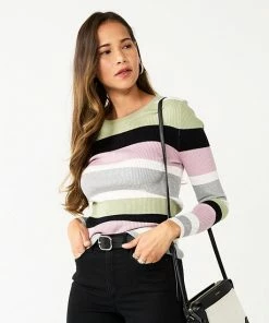 Petite Nine West Rib Crewneck Sweater Gray Silver Lurex -Nine West Shop unnamed file 1128