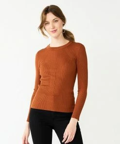 Petite Nine West Rib Crewneck Sweater Gray Silver Lurex -Nine West Shop unnamed file 1129