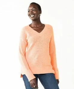 Women's Nine West Stitch Front V-Neck Sweater Wisteria Heather -Nine West Shop unnamed file 113