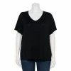 Plus Size Nine West Essential Soft Spun Short Sleeve V-Neck Top Dusty Salt Heather
