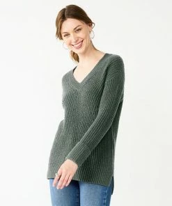 Women's Nine West Stitch Front V-Neck Sweater Wisteria Heather -Nine West Shop unnamed file 115