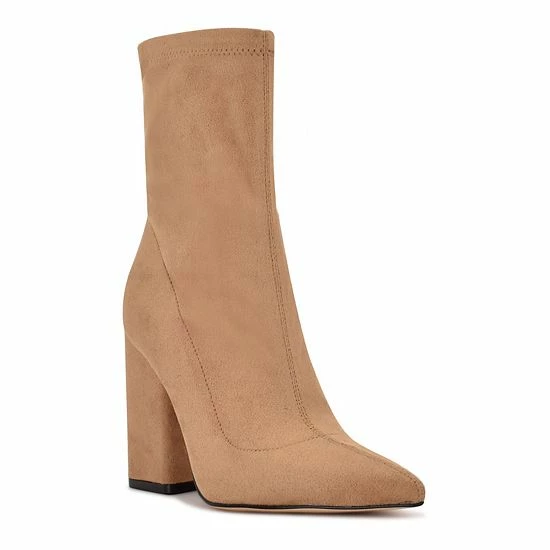 Nine West Xrey Women's Suede Block Heel Boots Light Natural 7 Nine West Xrey Women's Suede Block Heel Boots Light Natural - Image 7