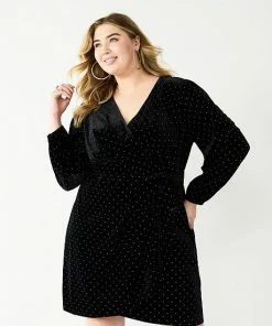 Plus Size Nine West Long Sleeve Velvet Wrap Dress Burgundy Tassel -Nine West Shop unnamed file 1162