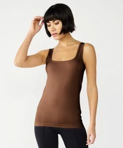Women's Nine West Essential Soft-Spun Seamless Squareneck Tank Salted Caramel -Nine West Shop unnamed file 1166