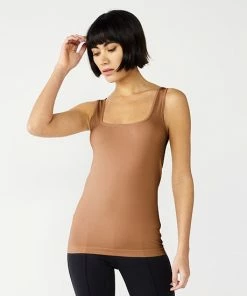 Women's Nine West Essential Soft-Spun Seamless Squareneck Tank Salted Caramel -Nine West Shop unnamed file 1173