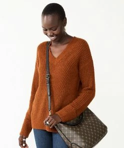 Women's Nine West Stitch Front V-Neck Sweater Wisteria Heather -Nine West Shop unnamed file 118