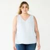 Plus Size Nine West Essential V-Neck Tank Light Blue Ikat