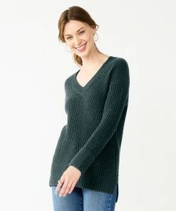 Women's Nine West Stitch Front V-Neck Sweater Wisteria Heather -Nine West Shop unnamed file 120