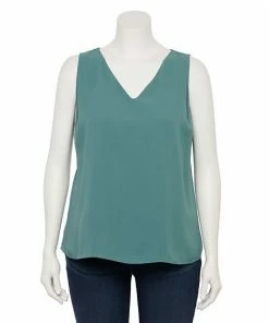 Plus Size Nine West Essential V-Neck Tank Light Blue Ikat -Nine West Shop unnamed file 1201