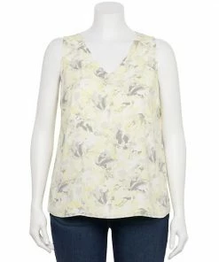 Plus Size Nine West Essential V-Neck Tank Light Blue Ikat -Nine West Shop unnamed file 1204