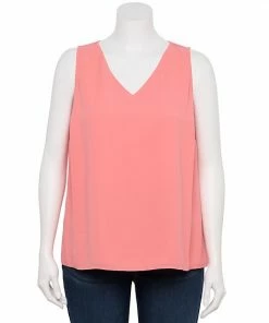 Plus Size Nine West Essential V-Neck Tank Light Blue Ikat -Nine West Shop unnamed file 1206