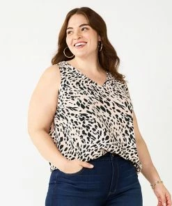 Plus Size Nine West Essential V-Neck Tank Light Blue Ikat -Nine West Shop unnamed file 1209