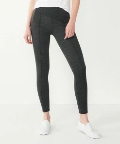 Petite Nine West Seamed Tummy Control Ponte Leggings Tan Plaid