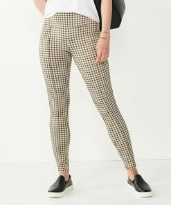 Petite Nine West Seamed Tummy Control Ponte Leggings Tan Plaid -Nine West Shop unnamed file 1222