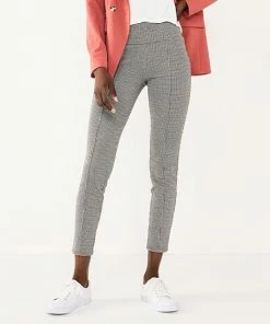 Petite Nine West Seamed Tummy Control Ponte Leggings Tan Plaid -Nine West Shop unnamed file 1229