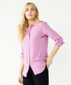 Women's Nine West Drapey Button Down Shirt Kelly Lavender -Nine West Shop unnamed file 124
