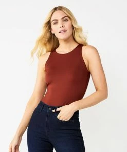 Women's Nine West Sculpt High Neck Bodysuit Elite Wine