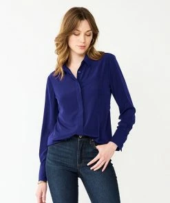 Women's Nine West Drapey Button Down Shirt Kelly Lavender -Nine West Shop unnamed file 132