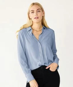 Women's Nine West Drapey Button Down Shirt Kelly Lavender -Nine West Shop unnamed file 136