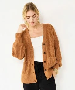 Women's Nine West Drop Shoulder Blouson Sleeve Cardigan Dark Autumn Heather -Nine West Shop unnamed file 1386
