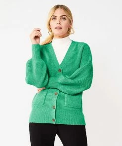 Women's Nine West Drop Shoulder Blouson Sleeve Cardigan Dark Autumn Heather -Nine West Shop unnamed file 1391