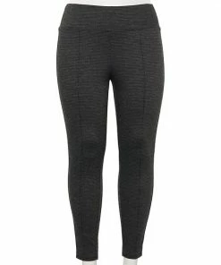 Plus Size Nine West Seamed Tummy-Control Ponte Leggings Tan Plaid