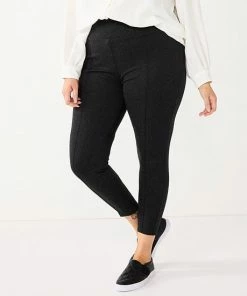 Plus Size Nine West Seamed Tummy-Control Ponte Leggings Tan Plaid -Nine West Shop unnamed file 1417