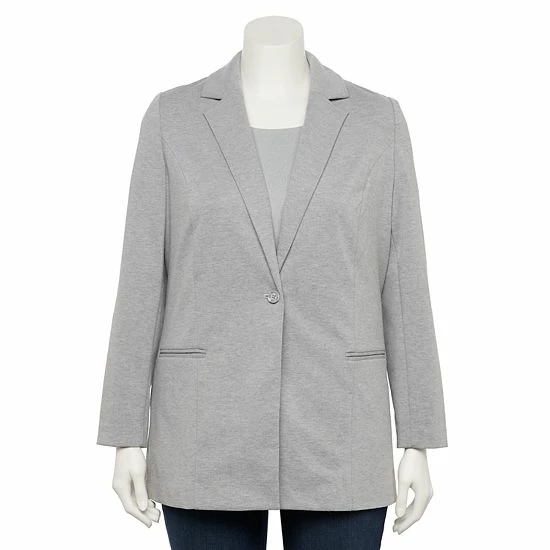 Plus Size Nine West Relaxed Knit Blazer Black 3 Plus Size Nine West Relaxed Knit Blazer Black - Image 3