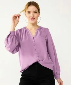 Women's Nine West Button Front Balloon Sleeve Tunic Signature Green -Nine West Shop unnamed file 144