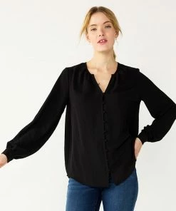 Women's Nine West Button Front Balloon Sleeve Tunic Signature Green -Nine West Shop unnamed file 146