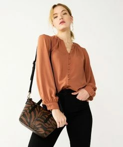 Women's Nine West Button Front Balloon Sleeve Tunic Signature Green -Nine West Shop unnamed file 148