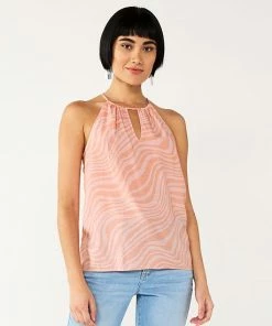 Women's Nine West High Neck Keyhole Tank White Zebra