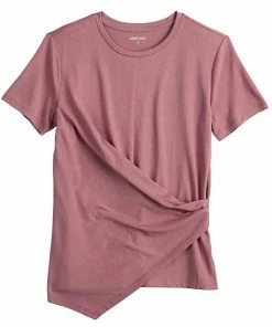 Women's Nine West Asymmetric Short Sleeve Crewneck Top Mai Mauve -Nine West Shop unnamed file 1552