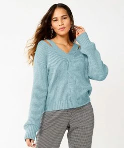 Women's Nine West Twist-Front Cutout Sweater Mocha Frosting -Nine West Shop unnamed file 1564